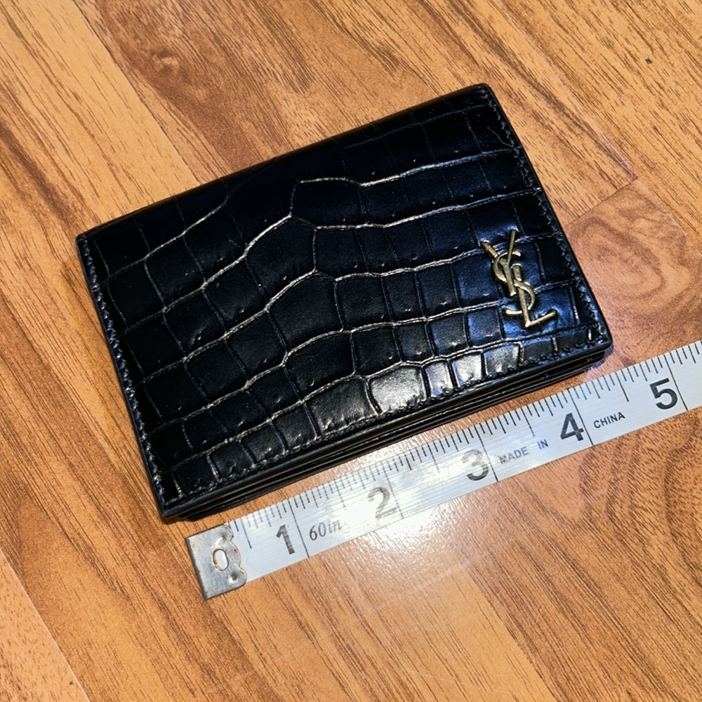 Authentic Saint Laurent Croc Embossed Monogram Wallet - Picture 4 of 15